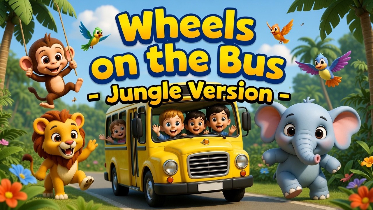 Wheels on the Bus Jungle Version | Kids Songs & Nursery Rhymes | Fun Animal Song for Kids