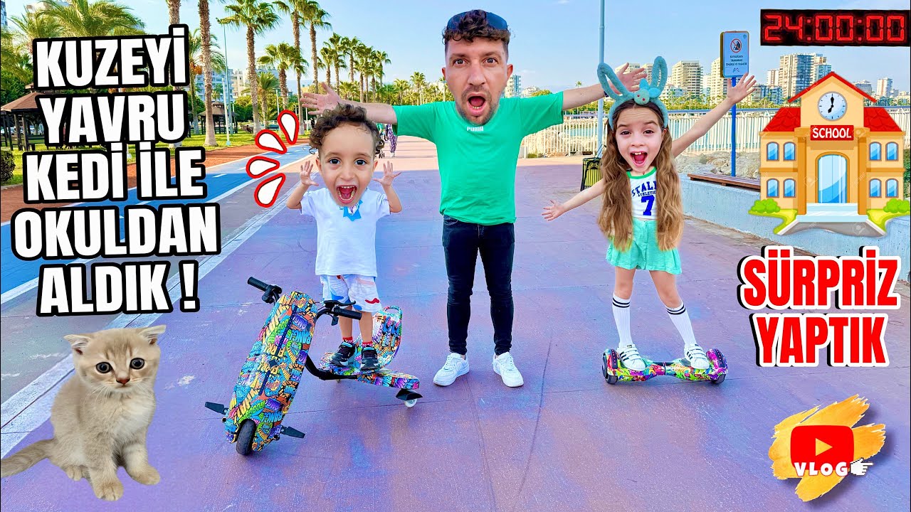 KUZEY ELİF YAVRU KEDİMİZ İLE OKULDAN ALDIK !! SÜRPRİZ YAPTIK !! 24 SAAT VLOG !!