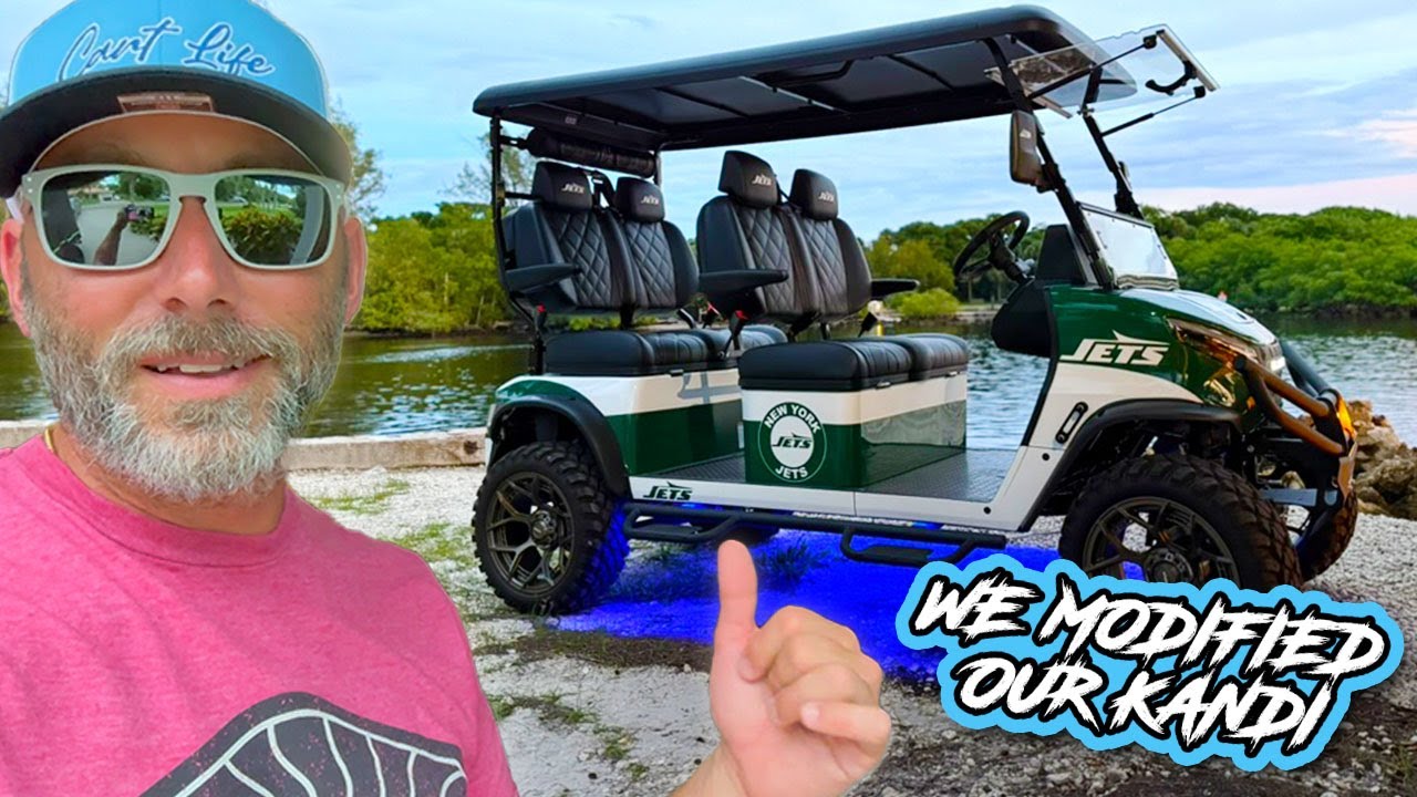 EP 116 - YES! We modified our Kandi NFL Golf Cart With Madjax Wheels, Steering Wheel and more!