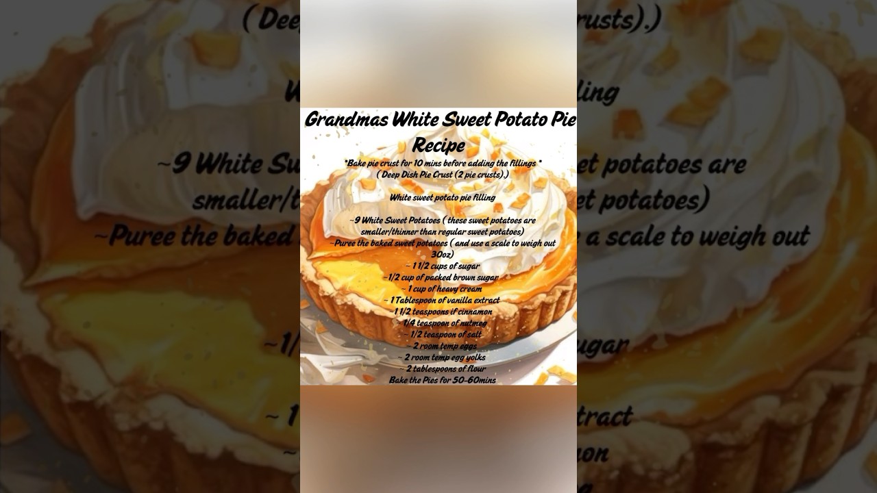 CREAMY WHITE SWEET POTATO PIE RECIPE #holidayrecipes #homaderecipes #sweetpotatorecipes