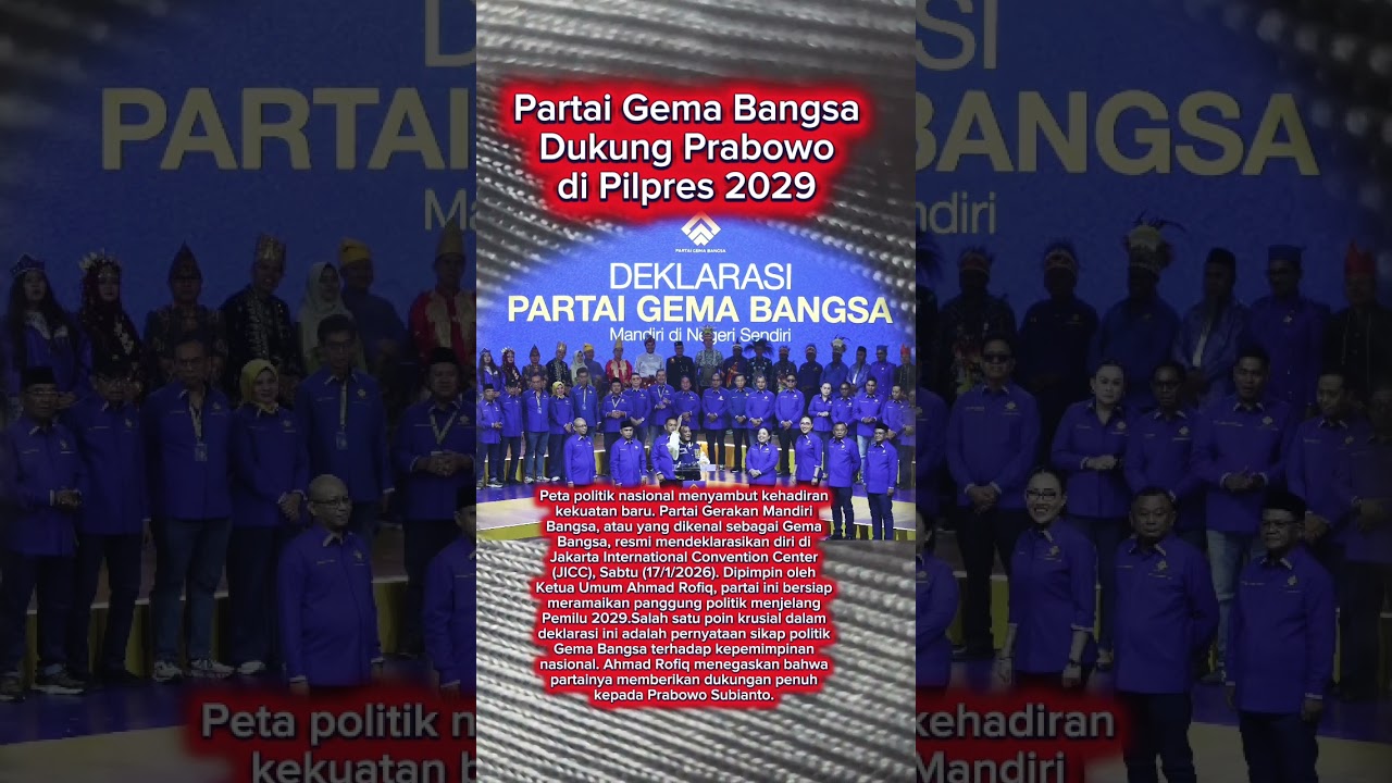 Partai Gema Bangsa Deklarasikan Dukung Prabowo Subianto di Pilpres 2029 