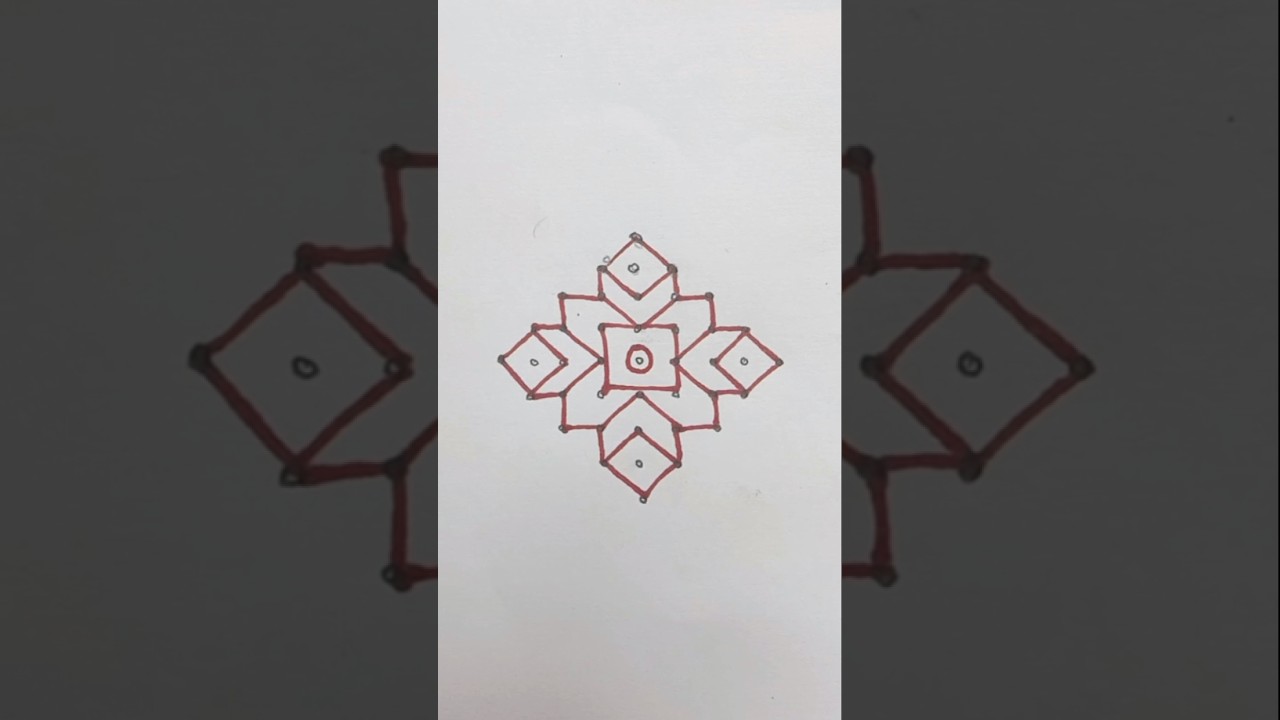 3d 9x1 easy rangoli || muggulu design ||kolam design 