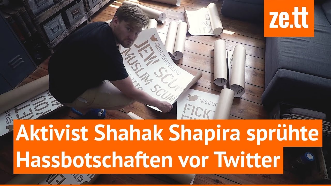 Aktivist Shahak Shapira spr&uuml;hte Hassbotschaften vor Twitter-Zentrale