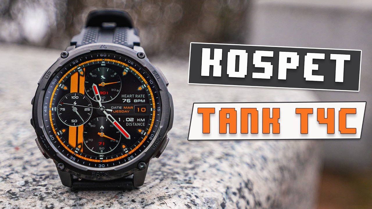 Умные часы KOSPET TANK T4C: Фонарь, рация, неубиваемый корпус, GPS(L1+L5) и яркий AMOLED экран с AOD