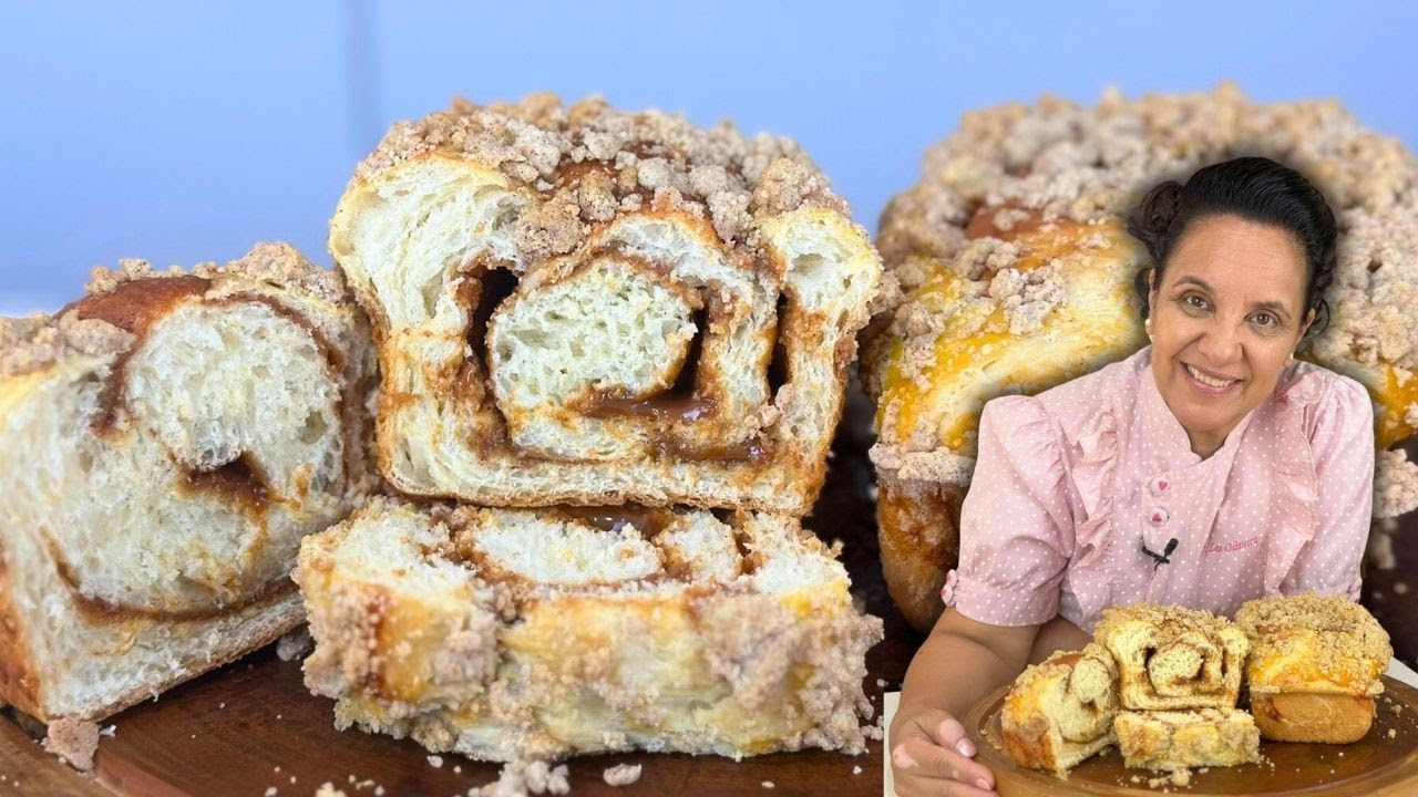 Como fazer p&atilde;o cuca de doce de leite - Super macio!