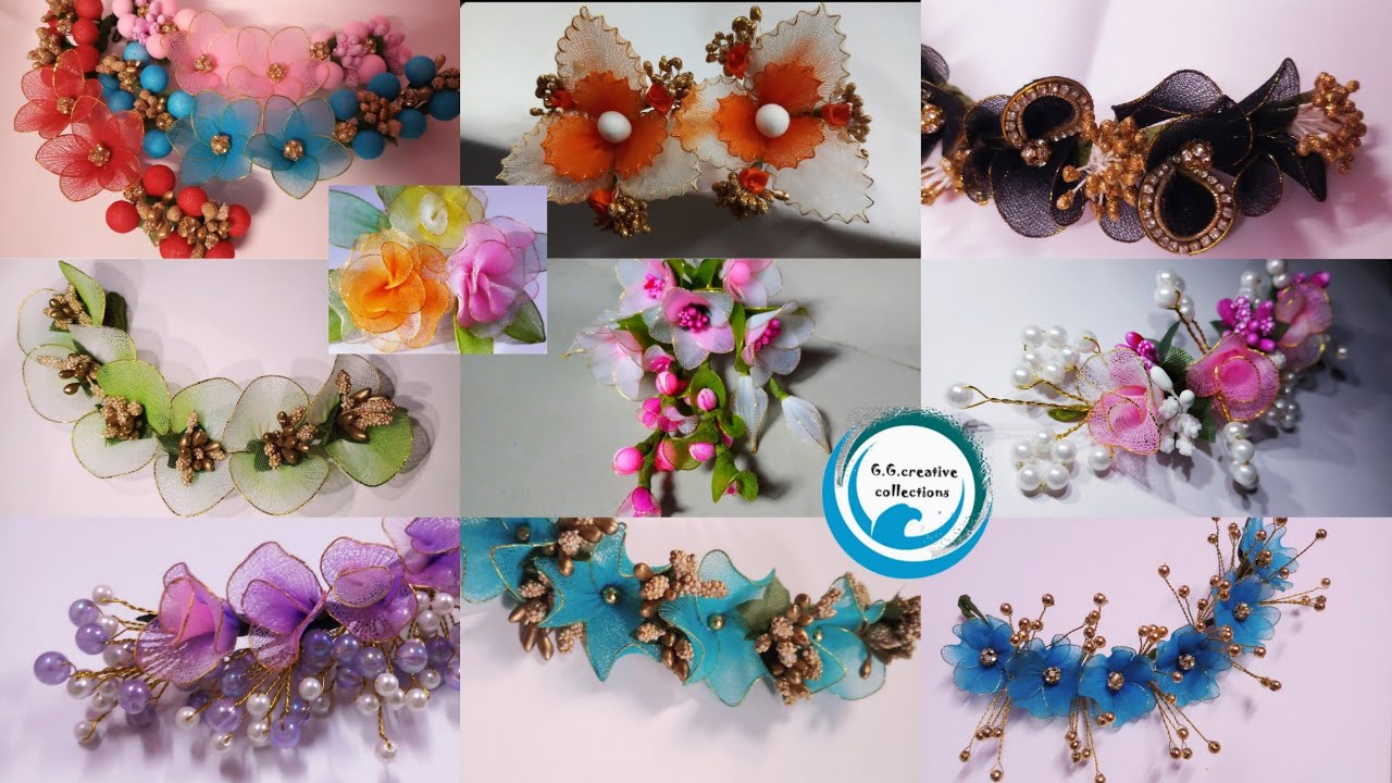 How to make hair brooch 9 amazing Stocking flowers Making Stocking Flower, GG creative collections