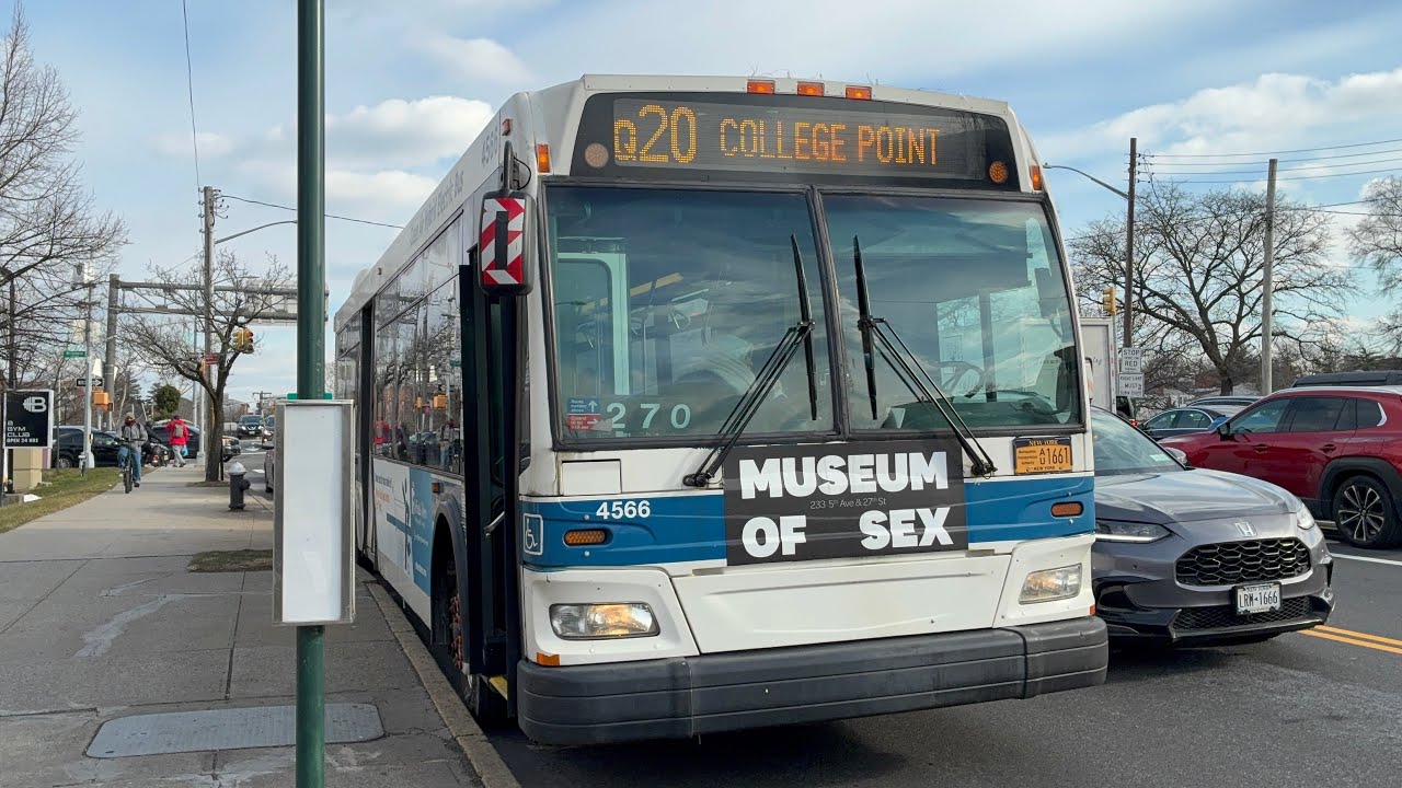 ᴴᴰ MTA NYCT: 2009 Orion VII NG Hybrid #4566 on the Q20 Bus @ 20 Av/Whitestone Expwy.