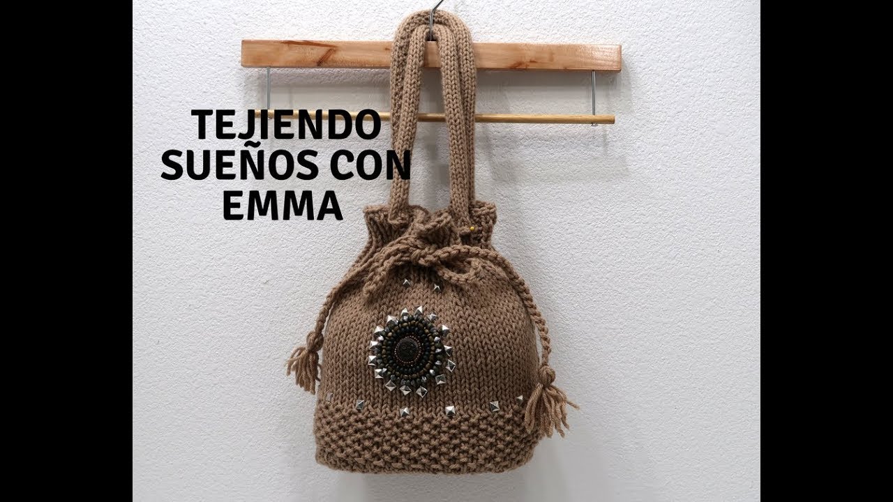 Bolso Tejido con dos Agujas paso a paso facil de hacer