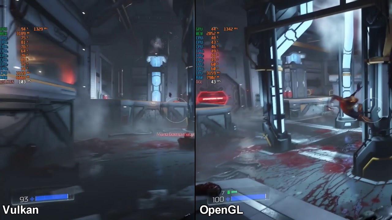 DOOM Vulkan vs OpenGL on Intel Skulltrail D5400XS X5460 @3,16Ghz