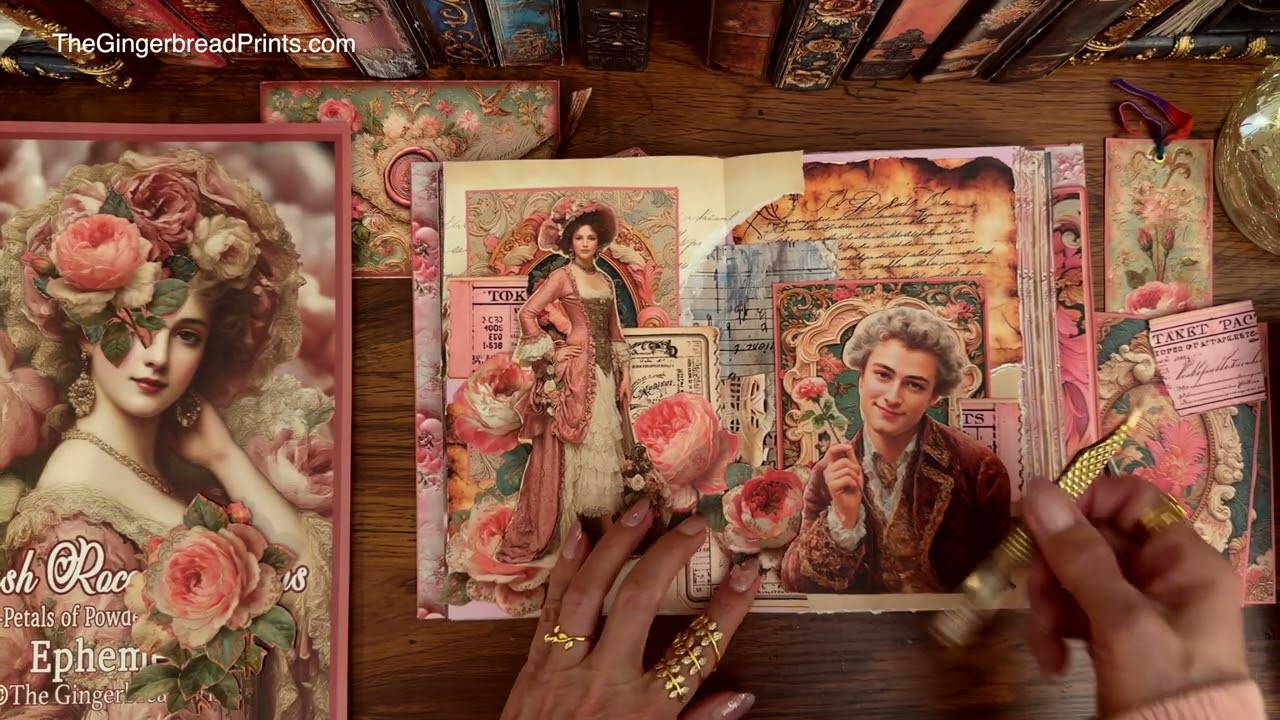 ASMR Decorate A Pink Vintage Theme Journal - Blush Rococo Dreams with Me | @thegingerbreadprints