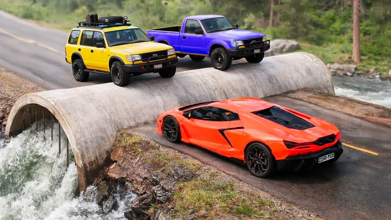 Cars vs Concrete Water Pipe Challenge #2 in BeamNG Drive!