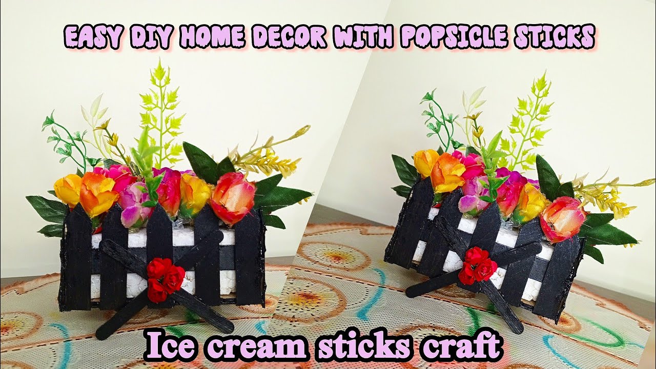 Easy DIY Home Decor with Popsicle Sticks/ Simple & Beautiful Home Decor Idea/ ice-cream stick craft 