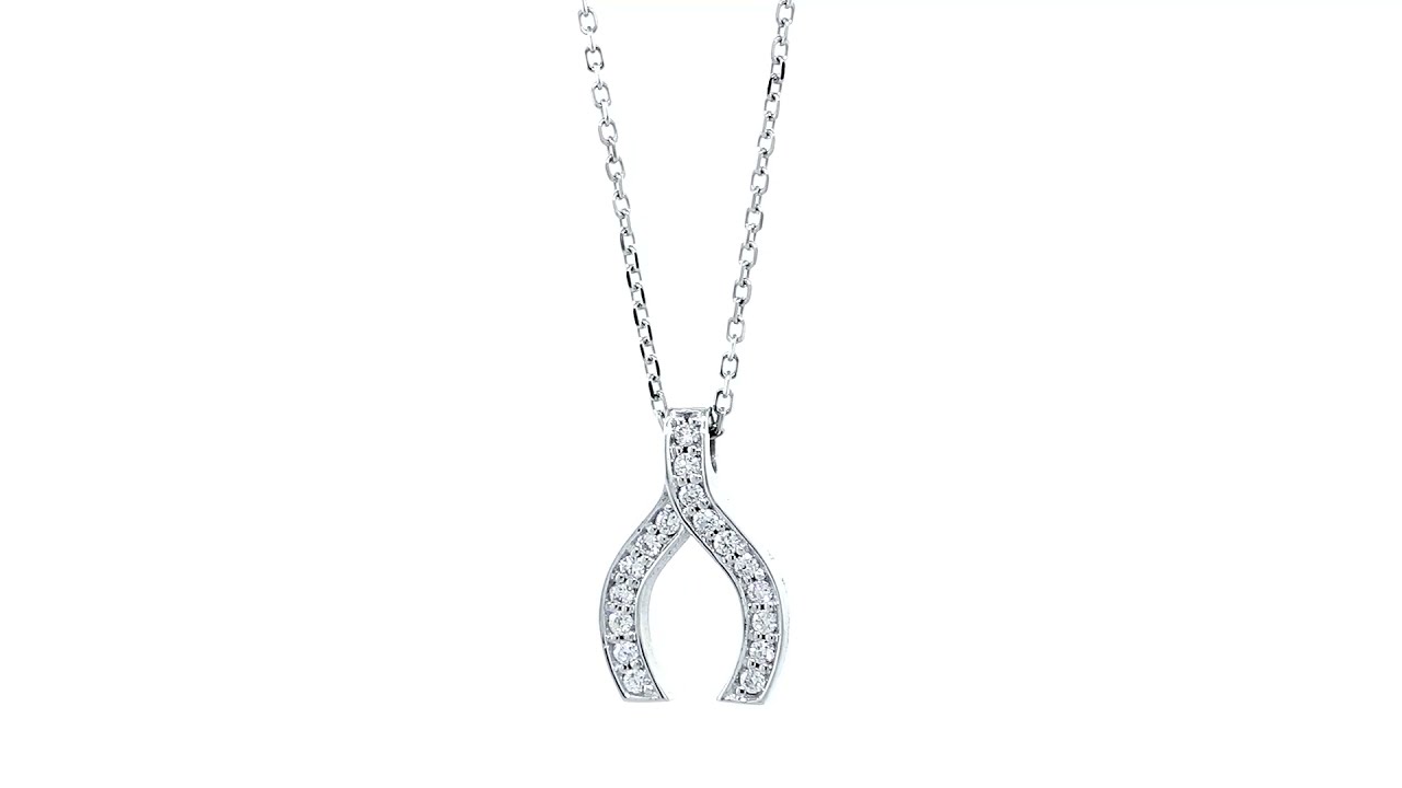 19mm Diamond Wishbone Pendant and Chain, 0.51CT in 14K White Gold PCZ37614W