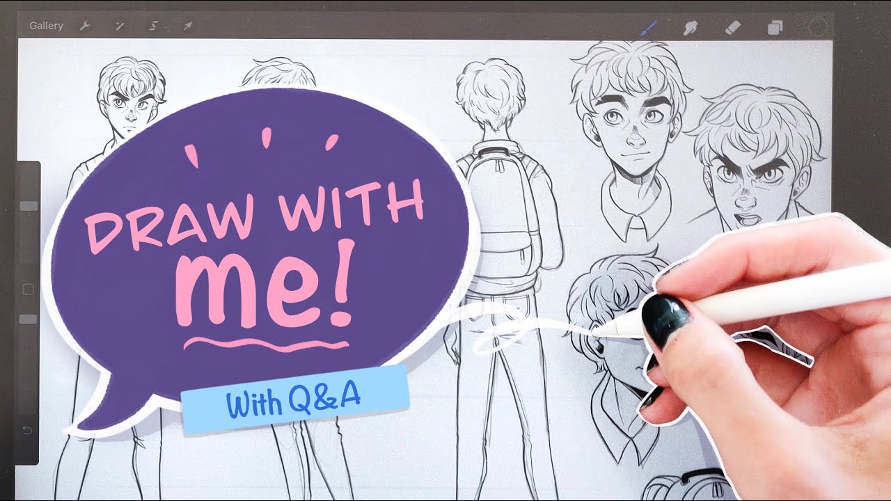 Draw with Me #1 | with Q&A 🖌 Inking my character sheet!
