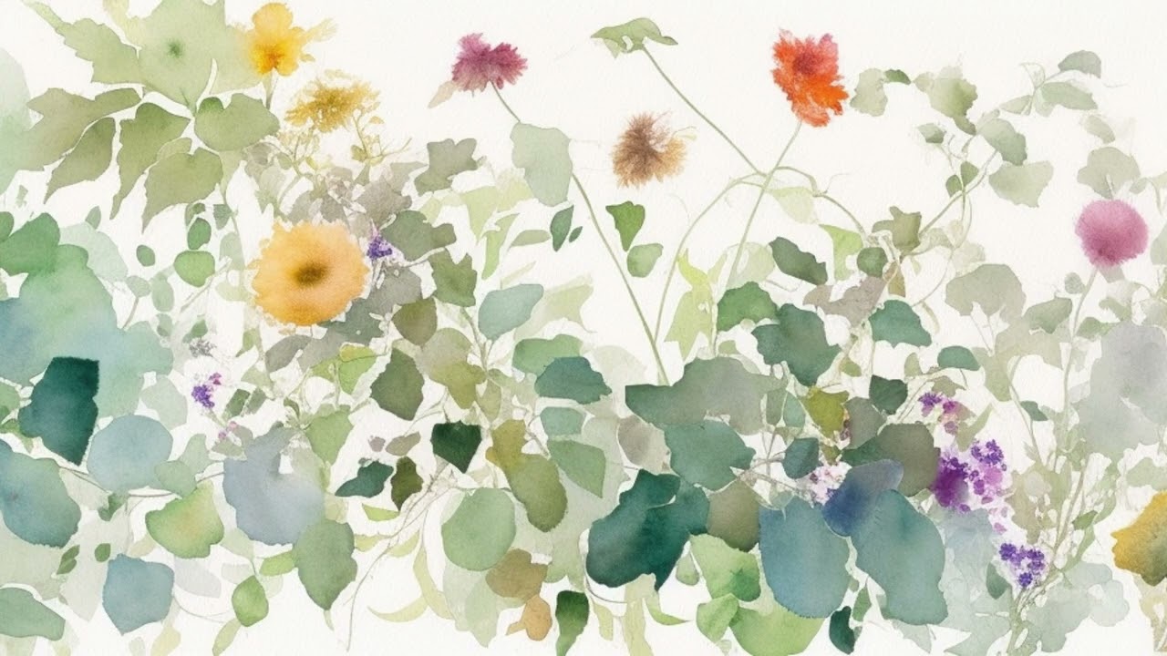 Floral Watercolours TV Screensaver – TV Wallpaper – 4 Hours – No Music, No Sound