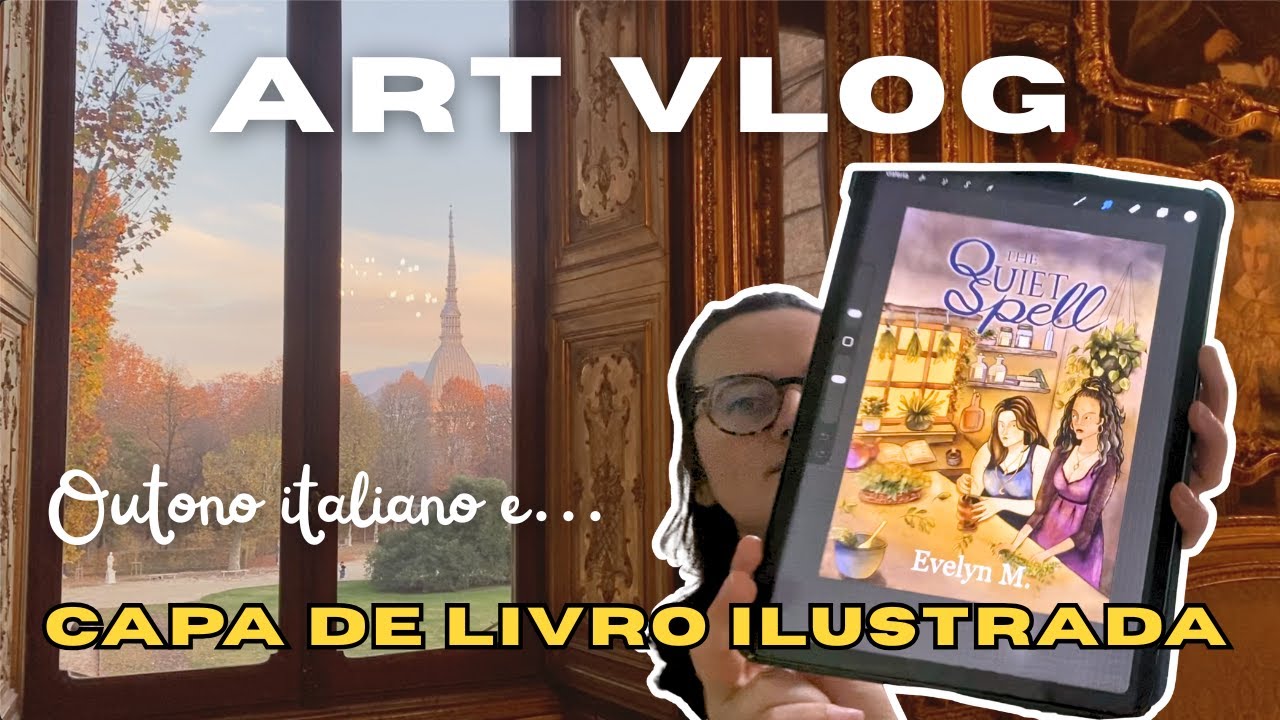 Capa de livro em aquarela digital | Outono italiano | Museu | Atualizações criativas 📚🎨🍂