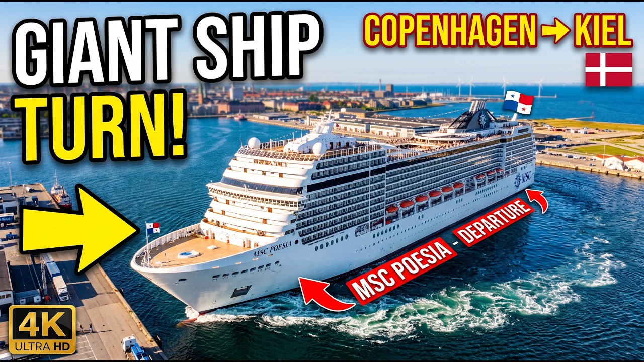 4K | MSC Poesia Cruise Ship Departing | (Panama, 293.8 m) | Oceankaj | Copenhagen | Denmark