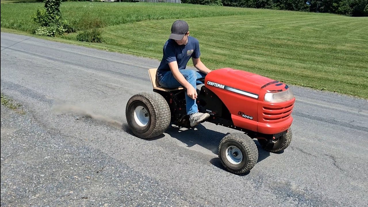 Testing and tuning are pulley swapped lawnmower
