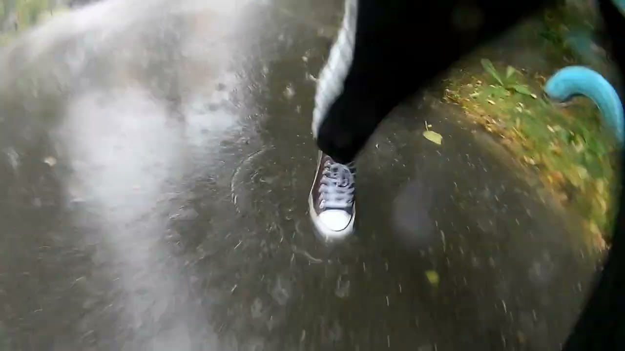 in sneakers through puddles