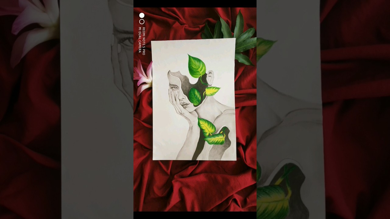 Aesthetic lady painting using pencil colour and graphite 