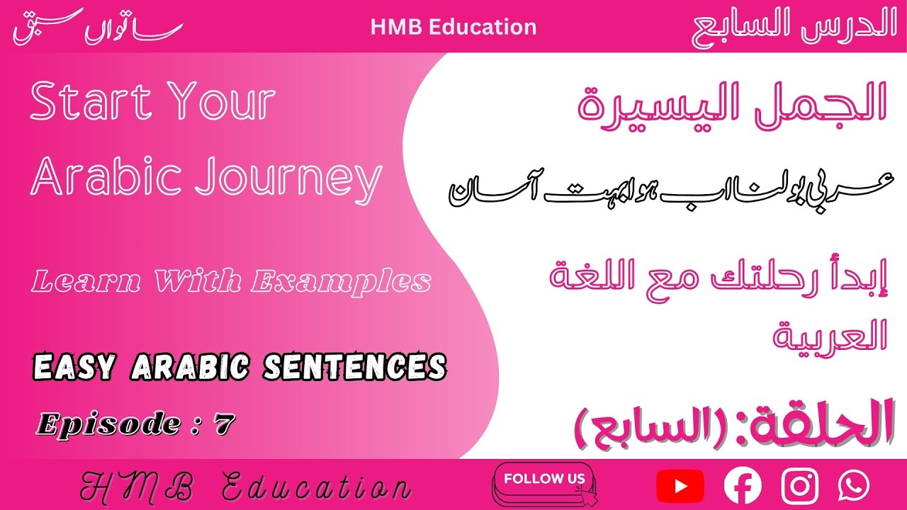 Spoken Arabic Course for Beginners(Episode 7)| عربی بول چال کورس روزمرہ گفتگو |Easy Arabic Sentences