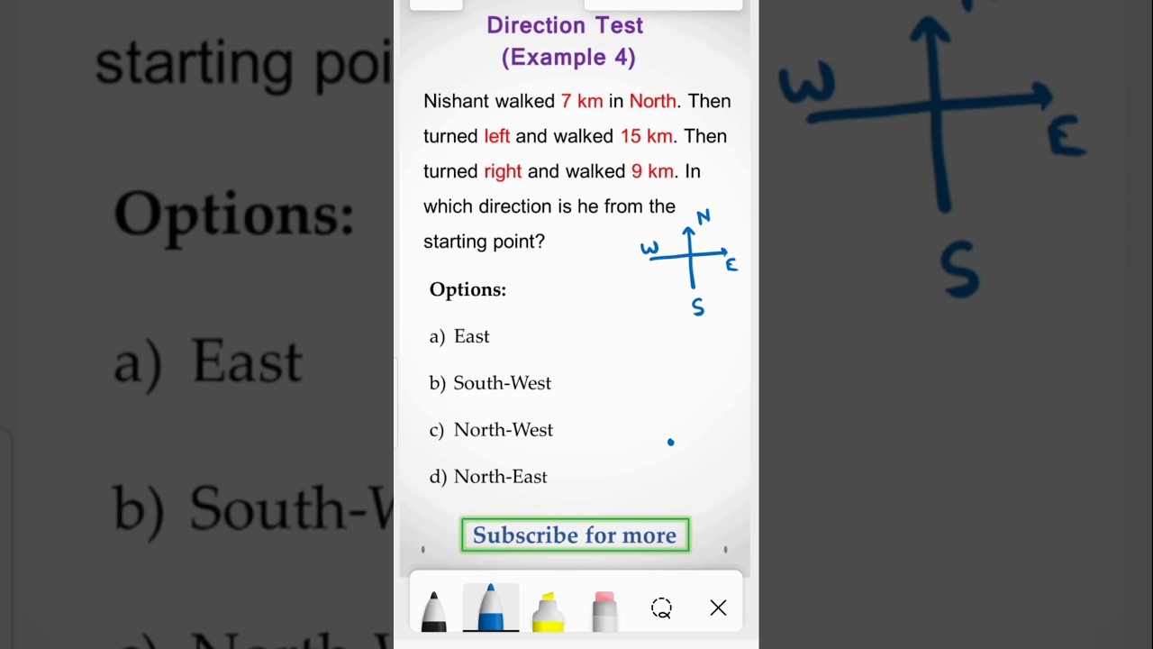 Direction Test Example 4 || Reasoning Questions #ytshorts #shorts #directiontest