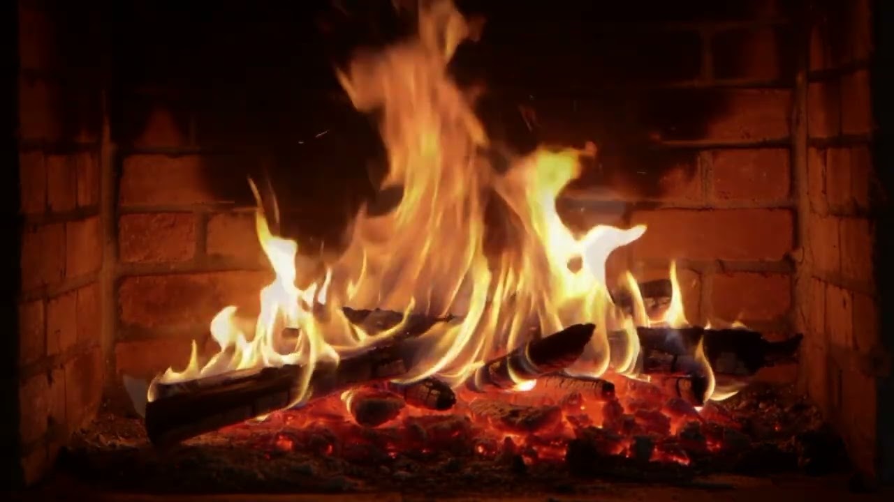 Cozy Campfire Flames in Brick fireplace 🔥 Relaxing Ambience for Sleep & Unwind