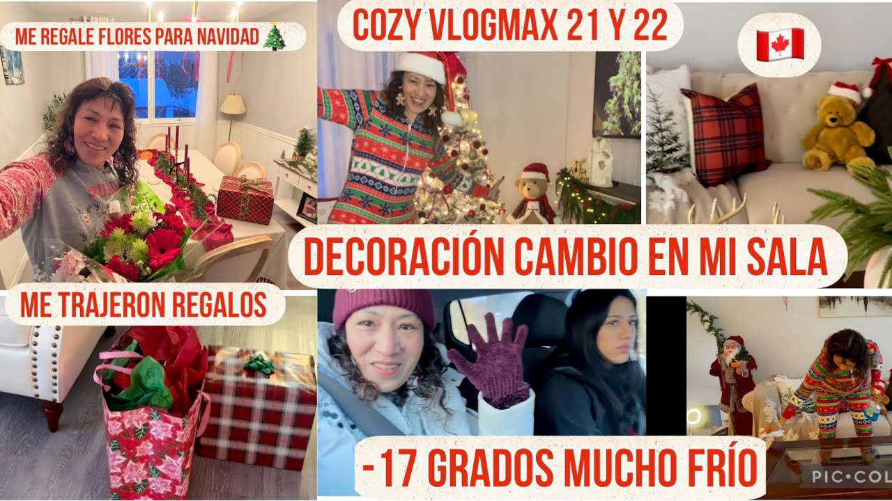 DECORACION /CAMBIO EN MI SALA🎄ME TRAJERON REGALOS🎁-17 GRADOS 🥶MUCHO FRÍO/ME REGALE FLORES/VLOGMAX🎅