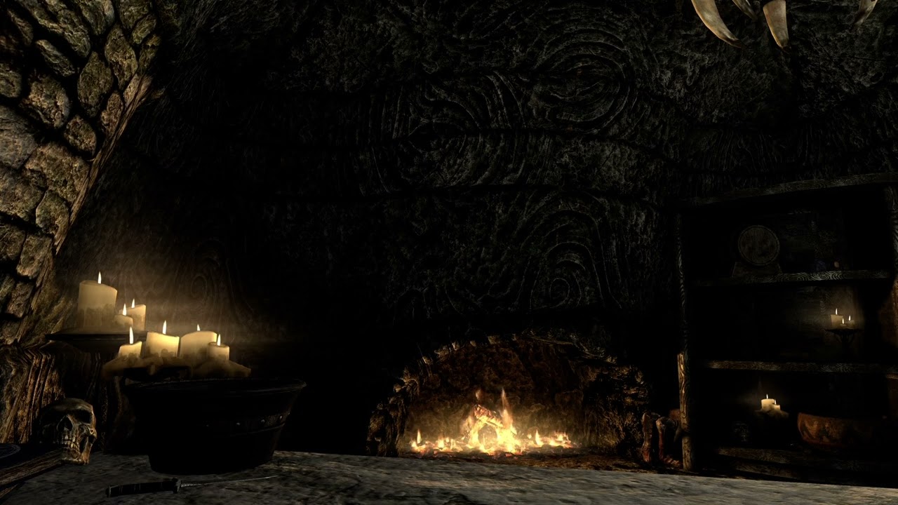 Skyrim Ambience Shroud Hearth Barrow Dungeon Table Fireplace