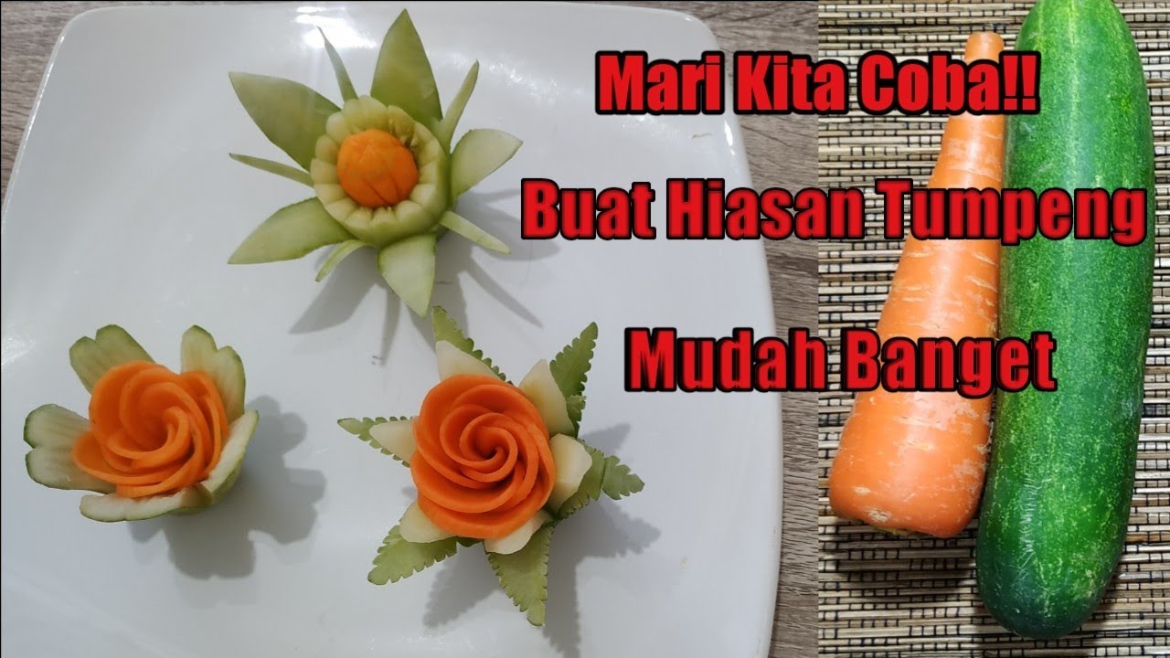 GARNISH TIMUN DAN WORTEL UNTUK HIASAN TUMPENG//BUNGA DARI TIMUN WORTEL