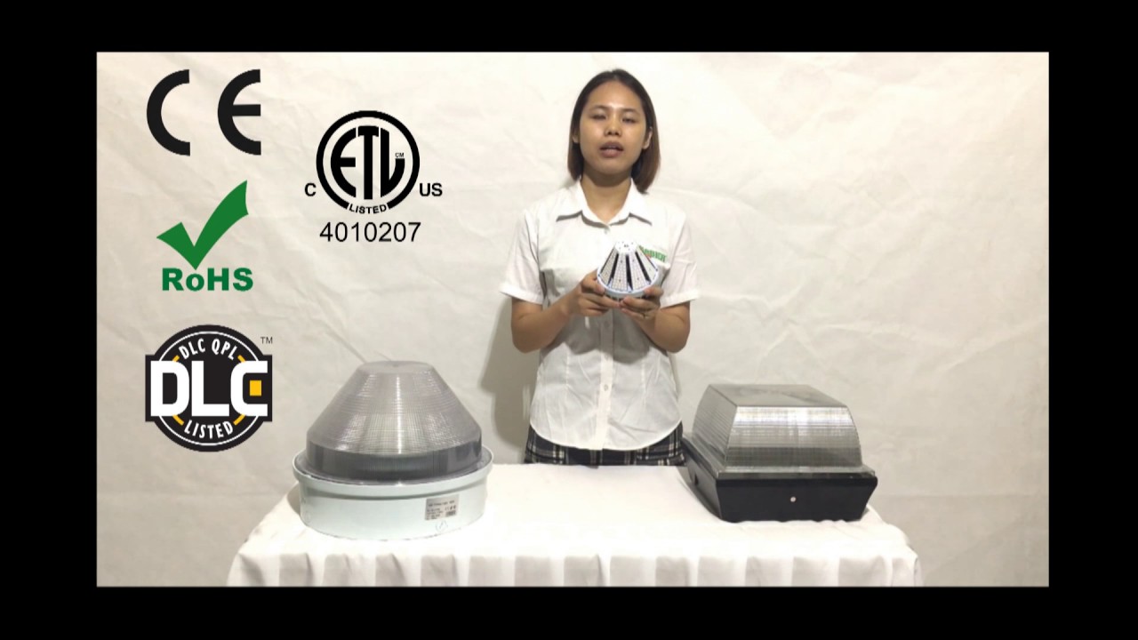 Parking garage canopy fixtures | Post top and courtyard LED retrofit bulbs | LED Stubby Garden Light