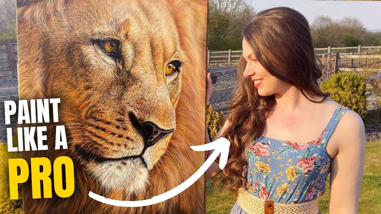 Pro Tips for Painting LIONS || Amber Painting a Lion in ACRYLICS || TIME-LAPSE
