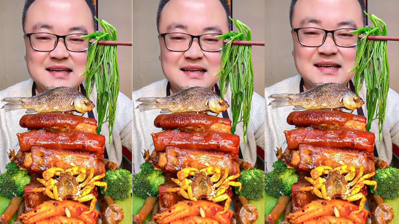 Rural Home Cooking ASMR | Braised Pork Ribs and Pig’s Trotter | Spicy Food Eating