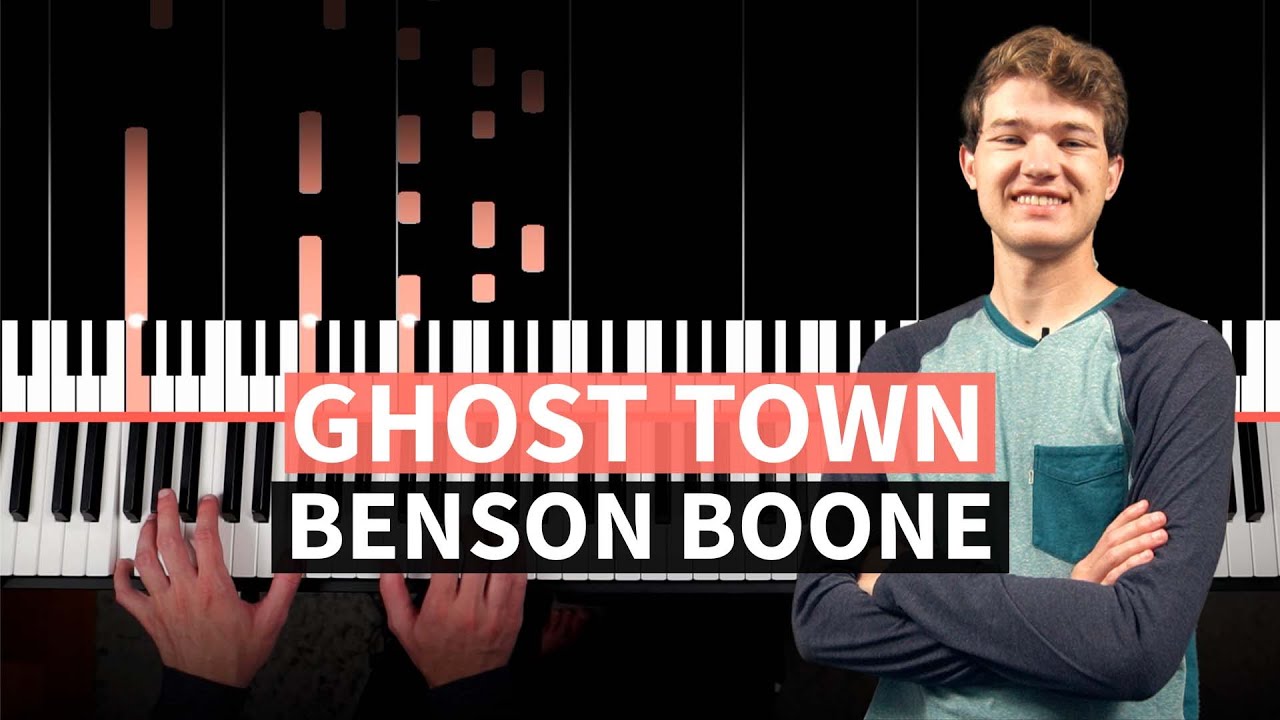 GHOST TOWN - Benson Boone - EASY PIANO TUTORIAL (accompaniment with chords)