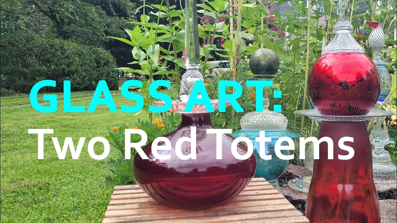 GLASS ART: Two Red Totems