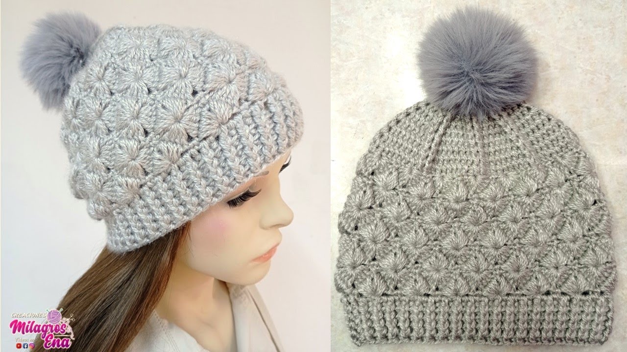 Como tejer el gorro N° 59 UNISEX a crochet en punto ROMBOS COMPLETOS paso a  paso / TODAS LAS TALLAS