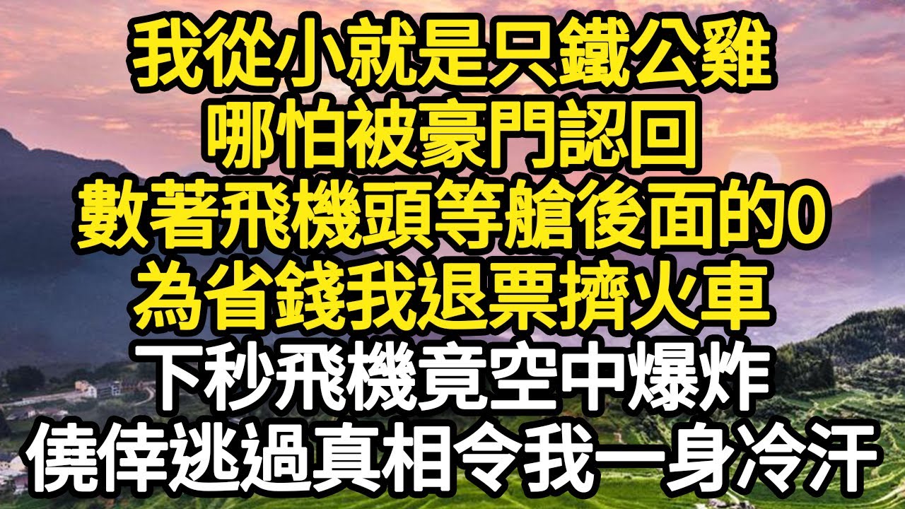 我從小就是只鐵公雞，哪怕被豪門認回，數著飛機頭等艙後面的0，為省錢我退票擠火車，下秒飛機竟空中爆炸，僥倖逃過真相令我一身冷汗 #故事#悬疑#人性#刑事#人生故事#生活哲學#為人哲學