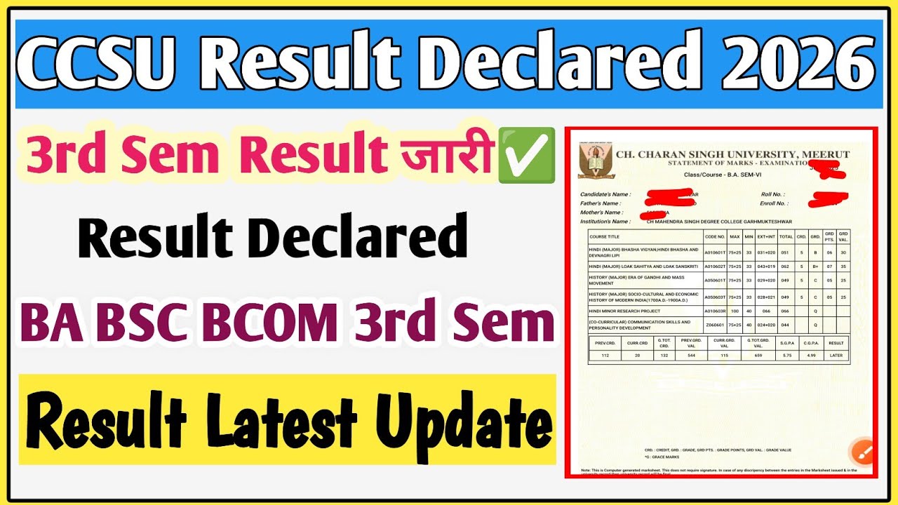 CCSU 3rd sem result 2026 | CCSU result news update today | CCSU news update today | CCSU result