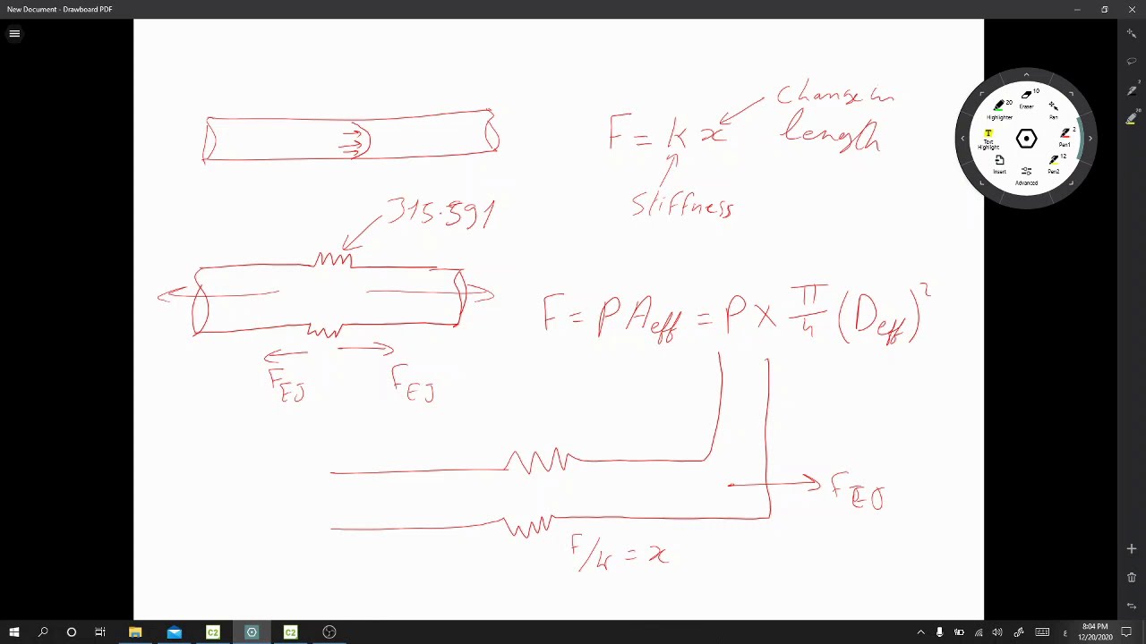 10.2- PIPING STRESS ANALYSIS -STATIC ANALYSIS - EXPANSION JOINT (BELLOW) THRUST FORCE - CAESAR II