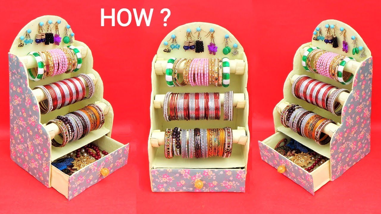 How to make Bangle Stand from waste cardboard | Best out of waste | DIY Jewellery Organizer
