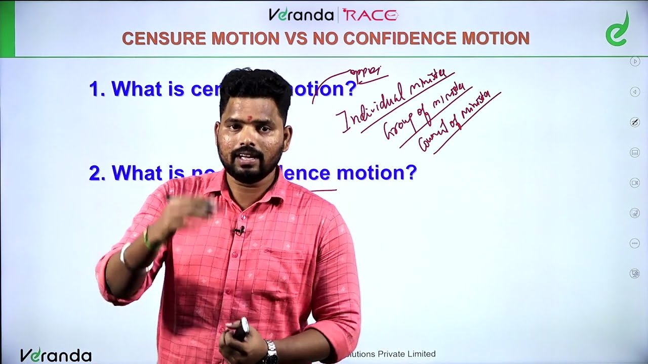Censure motion Vs No Confidence Motion | Indian Polity | MahaNaveen | TNPSC | Veranda Race