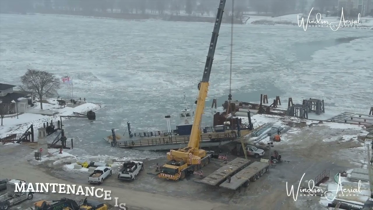 Amherstburg Ontario and The Boblo Island Ferry and the Winter Ice Pack