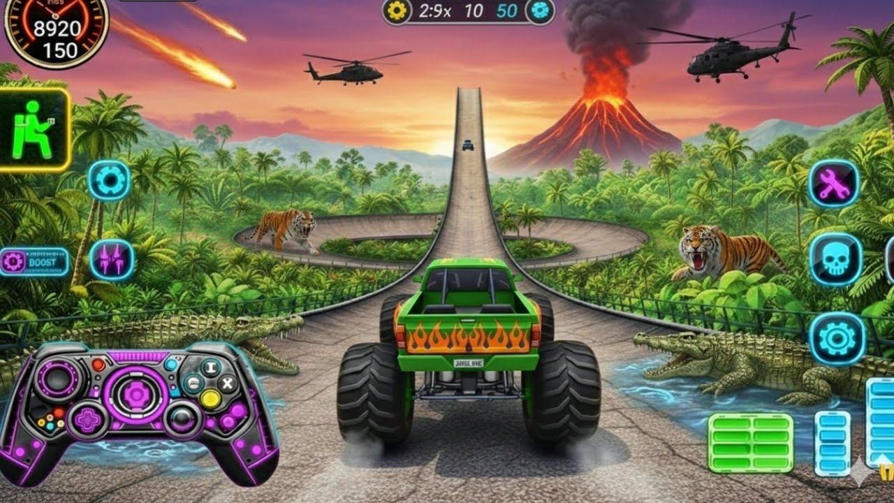 Monster Truck MEGA RAMP Challenge! INSANE Jumps, Car Crushing & Stunts | Android Gameplay