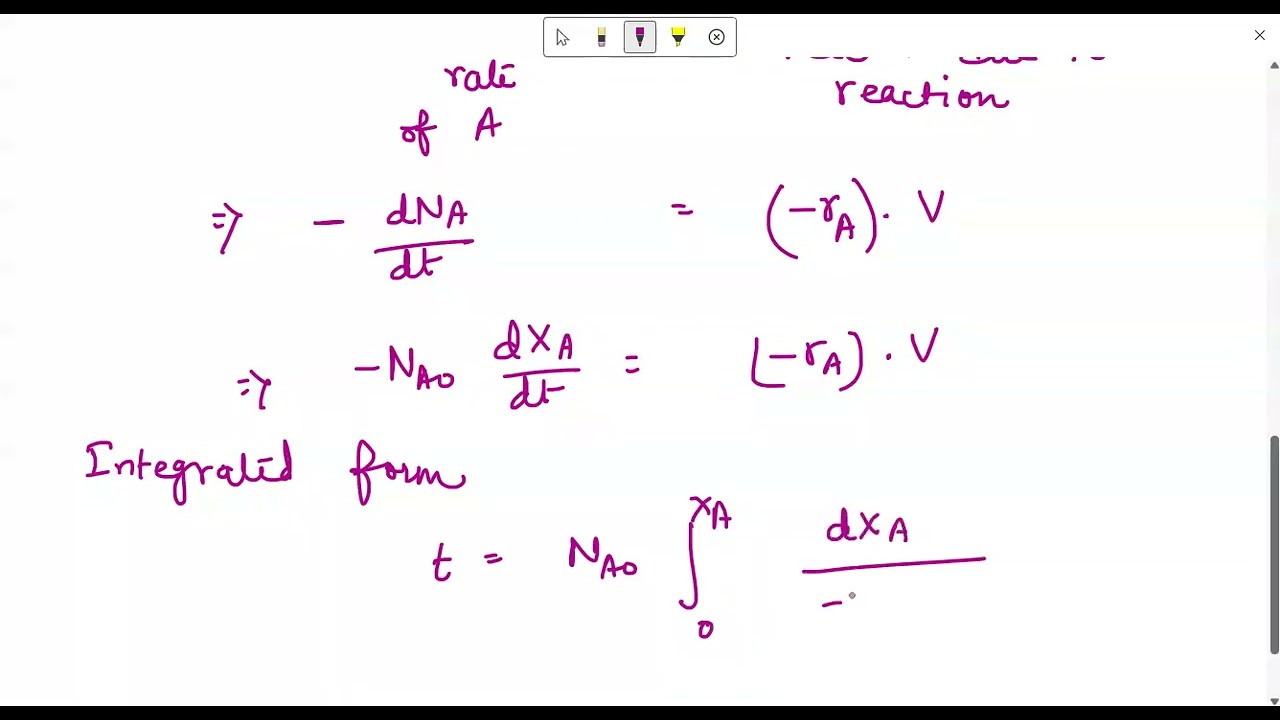 LEC26 Ideal Batch Reactor for a Single Reaction