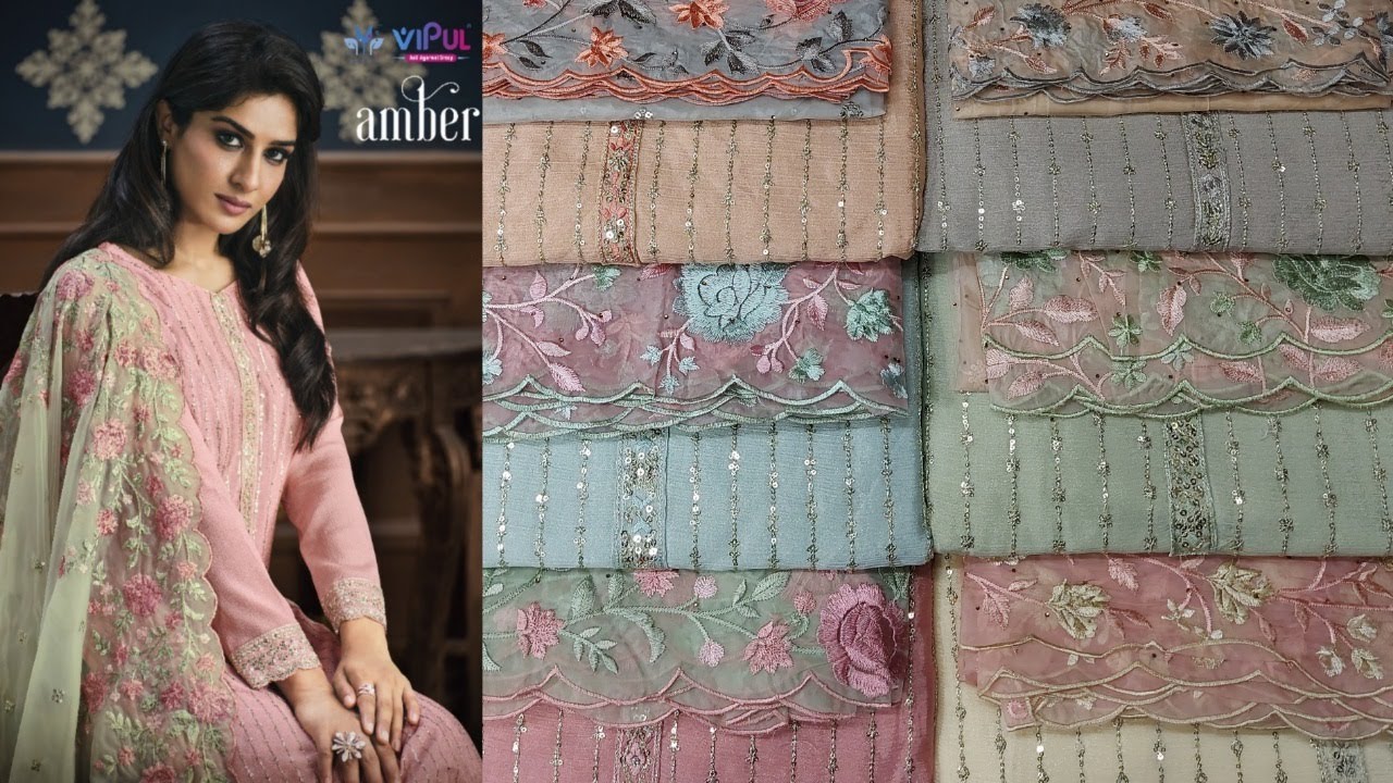 ইন্ডিয়ান ব্র‍্যান্ডের ক্যাটালগ থ্রি-পিস কিনুন পাইকারি দোকান থেকে।vipul Gulnaar vol-2 catalogue dress