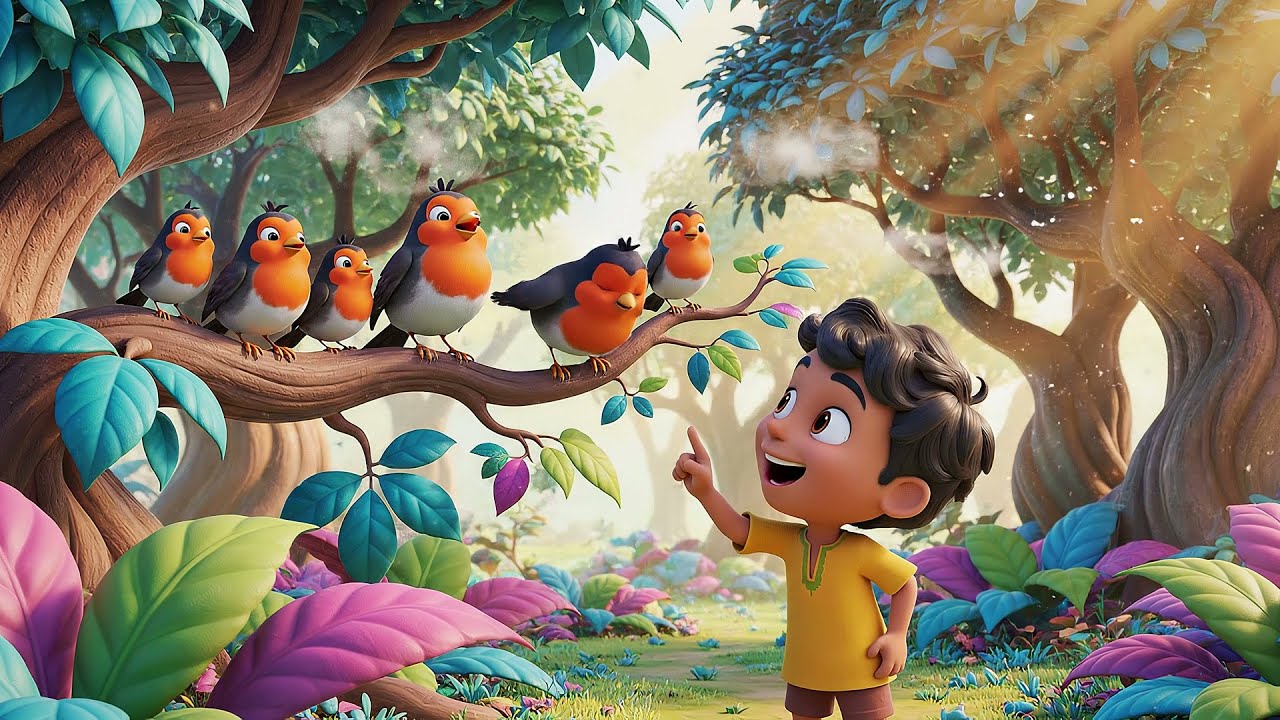 Singing Robins Counting Song | Five Little Robins in the Trees | Kids Songs