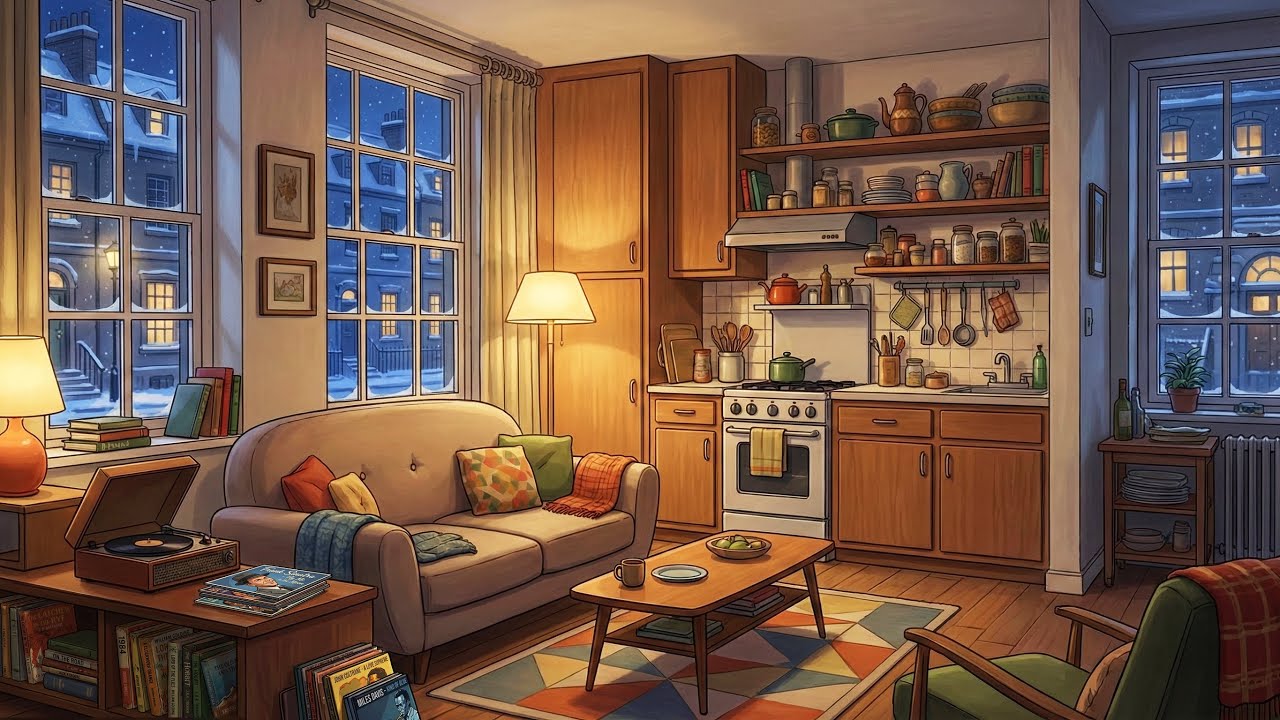Cozy Winter Evening Jazz ❄️ Vintage Apartment Ambience & Soft Vocals