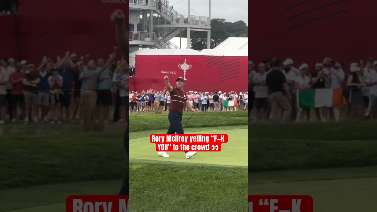Rory McIlroy fired up at the Ryder Cup 😳 (via @TenGolf07)