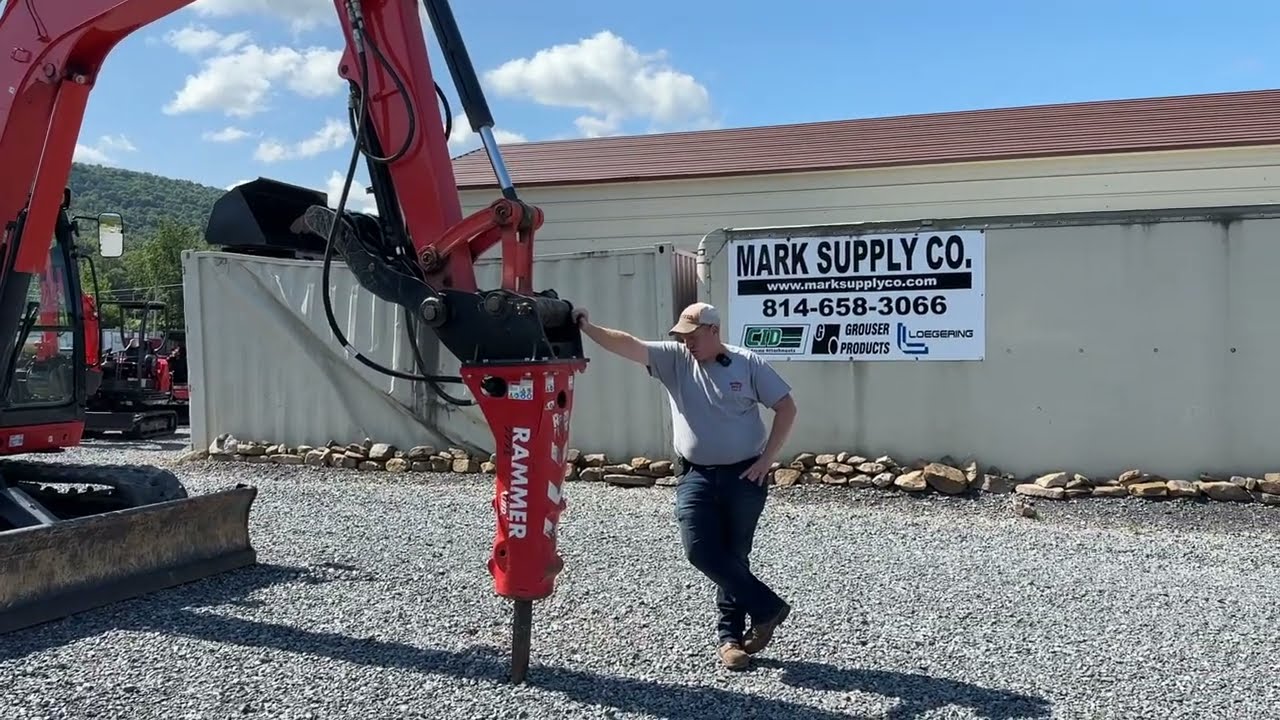 Very Nice Rammer 777E Hydraulic Hammer Breaker Attachment Kubota KX080 Excavator Coupler Concrete !