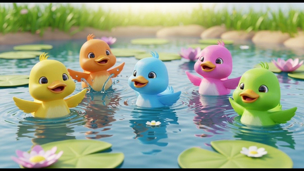 Cinco Amiguinhos Patinhos Remem, Remem | Rimas Infantis e Canções de Patos